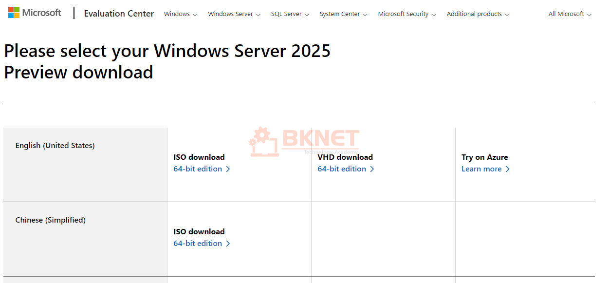 Download và cài đặt Windows Server 2025 Preview 23 Download Windows Server 2025