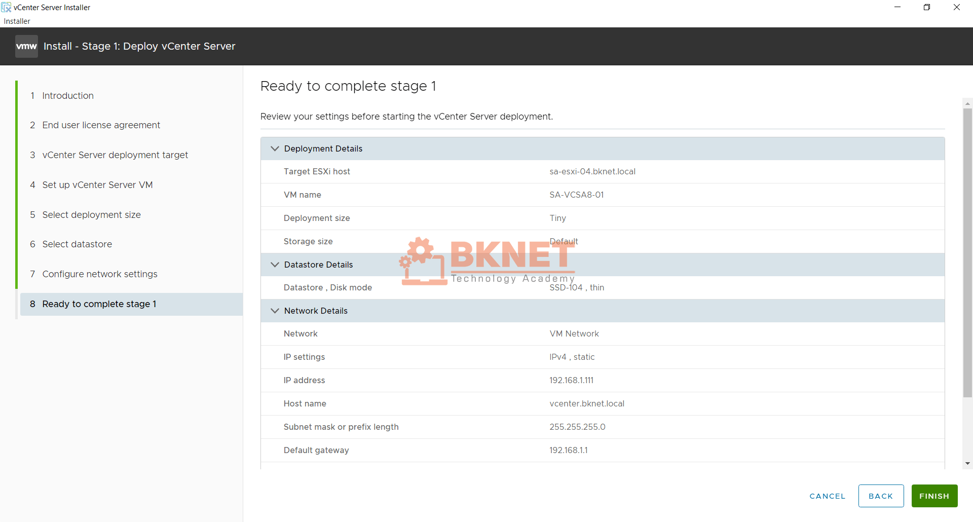 Hướng dẫn cài đặt vCenter Server Appliance (VCSA) 8 chi tiết nhất 49 cai dat vcenter server appliance vcsa 8 15